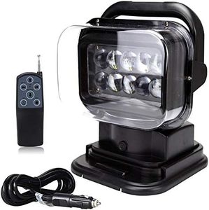 Willpower 50W 360 Degrees LED Rotating Remote Control LED Searchlight Work Light 12-24V Spot for Off road SUV ATV Trucks Boats Home Farm Field Protection Emergency Lighting Garden and more