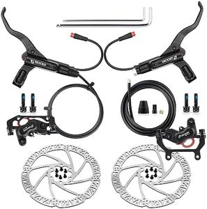 Hycline 4-Pistons Ebike Hydraulic Brake Set: Zoom H876E 2-PIN Power-Off Electric Bike Disc Brake Kit Included 160mm Rotors and Mounting Adapter