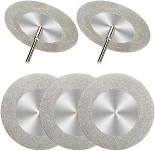 5Pcs 60mm Diamond Cutting Disc Cut Off Wheels with 5Pcs Mandrel 1/8'' Shank Stone Blade for Rotary Tool Drill Attachment Cutting Discs Polishing Glass Tiles Marble Plastic Jade (2.4in)