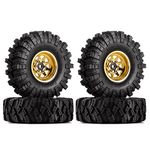 INJORA 1.0 Beadlock Wheel Mud Tires Set Deep Dish 1.0" Wheels Tires for Axial SCX24 Gladiator Deadbolt Bronco C10 JLU Upgrade Parts RC Crawler Car（ Yellow ）