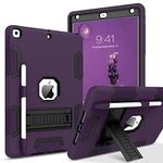 BENTOBEN for iPad 9th Generation Case, iPad 8th Generation Case, iPad 7th Gen Case, iPad 10.2 2021/2020/2019 Case, 3 in 1 Heavy Duty Rugged Protective Cover with Stand Pen Holder, Deep Purple