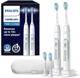 Philips Sonicare ExpertClean 7500 spazzolino elettrico, spazzolino sonico con app, sensore di pressione, custodia da viaggio, bianco-argento, confezione doppia, modello HX9611/19