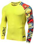 LAFROI Men's Long Sleeve UPF 50+ Baselayer Skins Performance Fit Compression Rash Guard-CLYYB (Asym Pops, LG)