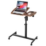 Dripex Height Adjustable Rolling Laptop Desk Over-bed Table with 2 Tilting Desktops, Mobile Bedside Sofa Side Table Standing Desk for Home, Office, Hospital (60 L x 40 W x 68.5~98 Hcm)