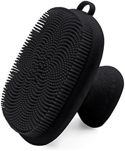 INKERLEE Silicone Face Scrubber Exfoliator Brush, Manual Facial Cleansing Exfoliating Brush, Gentle Face Scrub Wash Brush for Women and Men (Black)