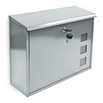 Relaxdays Design Metal Mailbox / Letterbox Window Pattern, Silver