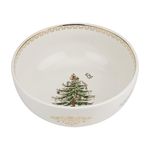 Spode Christmas Tree Gold Large Round Bowl | Serving Salad, Pasta, and Side Dishes | Measures 10-Inches | Holiday Serving Dishes | Dishwasher and Microwave Safe