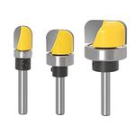 Gasea 3pcs 1/4 Inch Shank Round Nose Router Bit Set Bowl & Tray Template Bottom Woodwork Cutter Tool 3/4" 1/2" 1-1/8"