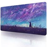 Gaming Mouse Pad, Large Mouse Pad for Desk, Desk Mat Extended Mousepad, Cute Purple Mouse Pad with Non-Slip Rubber Base, XL Desk Pad for Home Office Gaming (31.5"x15.7", Cat)