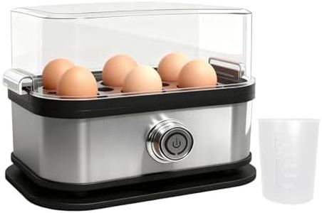 Rapid Egg Cooker Stainless Steel Egg Boiler, Hard Medium Soft Boiled Egg Poacher with Anti Dry Burning Auto Shut-Off, Small Kitchen Appliances Food Steamer with Water Measuring Cup, BPA Free