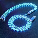 PTPLIFE Blue Led Flowing Charging Cable,Multi 3 in 1 Charger Cable Car Charging Cable 4FT Shining Light Up USB Cable Compatible with Type C Android iOS (Blue)