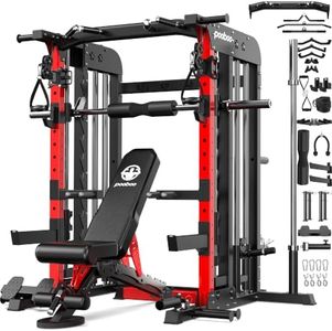 pooboo Multi-Functional Machine Power Cage, 2004LB Squat Rack, LAT-Pull Down System, Dual Pulley Cable Crossover System, Home Gym Workout Machine with Strength Training Attachments