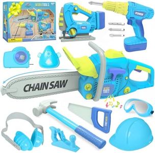 WishaLife Kids Tool Set for Boys - Toddler Boy Toy Tool Set with Toy Chainsaw, Electric Toy Drill, Pretend Play Construction Tools Toy Gifts for Kids Toddlers Boys Girls Ages 3 4 5 6 7 8 Year Old