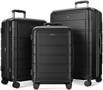 SHOWKOO Luggage Sets Expandable 100% PC Durable Suitcase Double Wheels TSA Lock Black