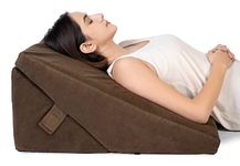 FOVERA Wedge Pillow for Back Support, Adjustable Memory Foam Bed Wedge Pillow for Sleeping, Acid Reflux, GERD, Snoring, Pregnancy, Post-Surgical Recovery (Velvet Brown, XL - 24x24x12 Inch)