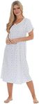 i-Smalls Women's Floral Nightdress 100% Cotton Short Sleeve Button Front Nightie (14-16) Blue