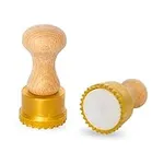La Gondola Homemade Ravioli Stamp - Round Festooned 2.56in | Italian Pasta Making Tool for Home and Business | Brass & Natural Wood | Sturdy & Easy to Use Ravioli Stamp | Ravioli Cutter Made in Italy