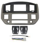 Custom Install Parts Khaki and Black Aftermarket Double Din Stereo Radio Dash Kit Install Bezel + Wiring Harness/Antenna Adapter Compatible with Dodge Ram 2006 2007 2008 2009