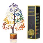 HindCraft Crystal Tree - Showpiece for Home Decor - Feng Shui Seven Chakra Tree - Home Decorations - 7 Chakra Tree - Marriage Gift Items - Antique Home Decor - 10-12 Inch (Seven Chakra (Golden Wire))