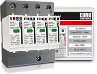 EuroControls Surge Protective Device SPD 20 to 40kA,Type1+2, Phase + Neutral + Earth (4 Pole 385 Volt AC)