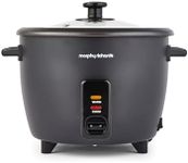 Morphy Richards Rice Cooker, 1.5L, 8 Cups, Compact, Automatic Cooking, User Friendly, Non-stick Aluminum Inner Pot, Glass Lid, Easy Clean, Keep Warm, Includes Steam Tray and Accessories, 471001