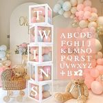 5Pcs Balloon Boxes with 54 Letters, Boy Girl Baby Shower Decorations Boxes,2sets of BABY+A-Z Letters, 25cm Custom NAME Balloon Boxes, Birthday Party, Christening, Gender Reveal Decorations