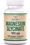 Double Wood Magnesium Glycinate 400 Mg 180 Servings (Manufactured and Third Party Tested in The USA)