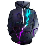 UIEIQI Men Novelty Sweatshirt 3D Cool Lightning Fleece Hoodie Long Sleeve Warm Hooded Pullover with Drawstring for Winter Fall