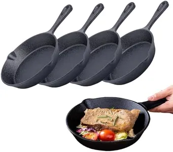 Bruntmor Pre-seasoned 6 Inch Black Cast Iron Nonstick Frying Pan | Set of 4| Oven Safe Cast Iron Skillet | Egg Pan / Grill Pan Set | Cast Iron Pot / Cast Iron Pan For Christmas.