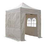 Airwave 2m x 2m Pop Up Gazebo with Sides, Water Resistant PVC, Attachable Side Panels, Church Style Windows, Ideal for Smaller Outdoor Spaces, Portable with Heavy Duty Carry Bag (Beige)