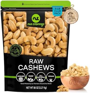 NUT CRAVINGS - Raw Whole Cashews, Unsalted, Shelled, (80oz - 5 LB) Bulk Nuts Packed Fresh in Resealable Bag - Kosher Healthy Snack, Natural Keto Vegan - Ideal for Trail Mixed Nuts