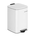 SONGMICS Trash Can, 5.2-Gallon (20 L) Trash Bin, Stainless Steel Kitchen Garbage Can, with Inner Bucket, Soft Close and Stays Open, Cloud White ULTB592W01