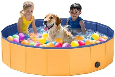 Foldable Dog Pool, Pet Swimming Pool, Pet Outdoor Bathing Tub, Dog Bath, Protective Lining, PVC Collapsible Pool for Dogs, Cats 63"
