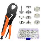 FUZHIJIA 224pcs Snap Fasteners Tool Adjustable Snap Setter Tool Includes 60 Sets Snap for Boat Cover Furniture Tent 15mm Metal Leather Snap Buttons Snap Kit Socket Canvas for DIY Craft,Clothing,Jeans,Wallets(Orange)