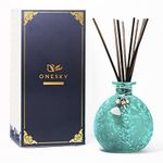 Reed Diffuser Set, Onesky Ocean Mist Fragrance Gift Set for Home Bathroom Office Elegant Decorations, Aromatherapy Oil Refill -3.4 fl oz Essential Oil&8 Reed Sticks&Blue Snowflake Round Bottle