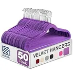 Zober Velvet Hangers 50 Pack - Heavy Duty Purple Hangers for Coats, Pants & Dress Clothes - Non Slip Clothes Hanger Set - Space Saving Felt Hangers for Clothing