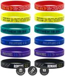 Ezekiel Gift Co. (12-pack) Colorful Bible Wristbands - Wholesale Pack of Silicone Bracelets in Mixed Adult Sizes for Bulk Christian Gifts and Party Favors