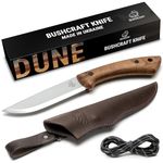 BeaverCraft Bushcraft Knife Fixed Blade Knife with Leather Sheath Camping Knife Full Tang Knife Carbon Steel Bushcraft Knives, Bush Knife | BSH1 Dune (Dark Brown)