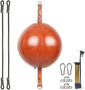 InnoLife Double End Punching Ball Striking Punching Bag Kit, Speed Striking Reflex Kit with Bungee Cords Perfect for Reaction, Agility, and Hand Eye Coordination Training (Brown)