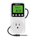 DIGITEN Temperature Controller Day/Night Temperature Controlled Outlet Reptile Thermostat Timer Greenhouse Thermostat with Timer Heat Mat Thermostat Outlet Heating Cooling Temp Control for Homebrewing