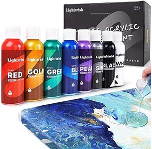 LIGHTWISH Metallic Acrylic Pouring Paint, 8 Iridescent Colors,4fl oz/118ml Bottles, Pre-Mixed High Flow Acrylic Paint Supplies for Canvas Wood Stones DIY