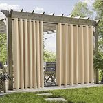 RYB HOME Extra Wide Outdoor Curtains 2 Panels, Blackout Thermal Insulating Waterproof Curtains for Patio Gazebo Porch Pergola Arbor Privacy Shades, Biscotti Beige, W 105 x L 96 inch