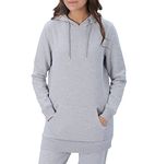 M17 Womens Ladies Recyled Plain Hoodie Pullover Longline Hoody Casual Soft Sweatshirt Hooded Top Long Sleeve Jacket Jumper(S, Light Grey Marl)