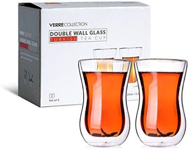 Verre Collection Bicchieri The Turco a Doppia Parete (125 ml Ciascuna), Set di 2 Bicchieri Te Turco in Vetro Borosilicato di Alta Qualità, Resistenti al Calore