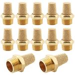 Jiozermi 12 Pcs Air Pneumatic Mufflers Silencer, Brass Pneumatic Exhaust Muffler, 1/4 NPT Male Air Silencer Fitting