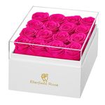 Eterfield Forever Flowers Preserved Flowers for Delivery Prime Real Roses That Last Over a Year Gifts for Her Mothers Day Valentines Day (Square White Box, 16 Hot Pink Roses)