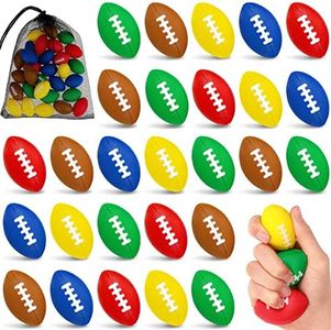 30 Pcs Mini Football Stress Ball 2.2 Inches Party Favors Foam Sports Ball Stress Anxiety Relief Balls Toy for Footballs Party Decor, Gift Bag Fillers, School Carnival Reward Supplies