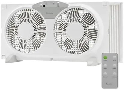 HOLMES 9" Twin Digital Window Fan, Reversible Airflow Blades, In/Out Exchange, 3 Speeds, Built-In Extender Panels, Ideal for Home, Bedroom or Office, Remote Control, White