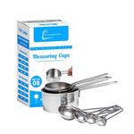 Anuaaroh Stainless Steel Measuring Cups & Spoon Combo for Dry or Liquid/Kitchen Gadgets for Cooking & Baking Cakes | Measuring Cup Set Combo with Wire Handle (Set of 4 Cups and 4 Spoons)