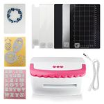 A5 Pink Electronic Metal Die Cutting & Embossing Machine 3D Embossing Folders 2 Sets Metal Cutting Dies Supplies Craft Accessaires Starter Kit for Scrapbooking, Cardmaking